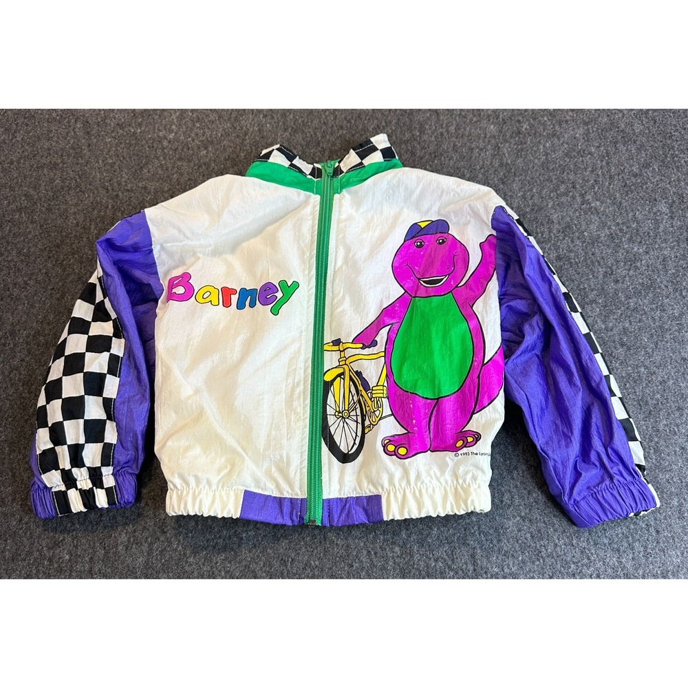Vintage 1993 Barney the Dinosaur Windbreaker Jacket Mighty-Mac Kids 2T 90s TV - Picture 2 of 16